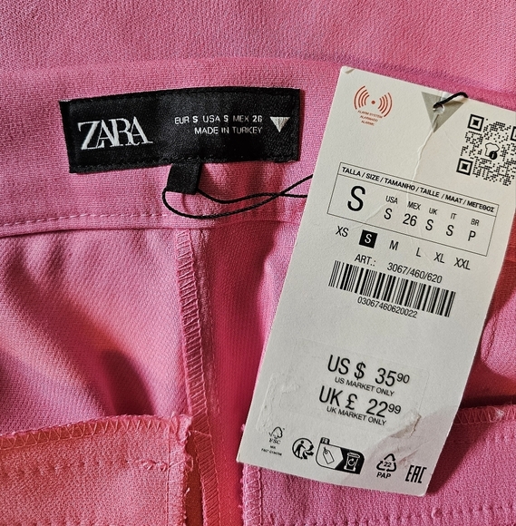 Zara Women's Pink Mini Flare Pants SMALL - Picture 10 of 12
